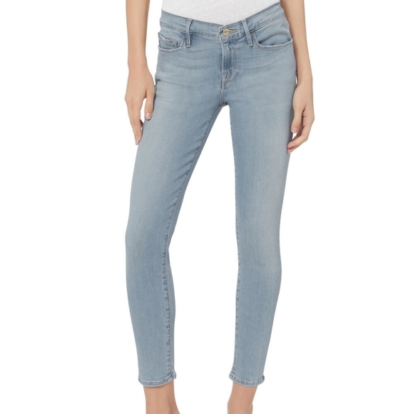 Frame Le Skinny De Jeanne Cropped Light Wash High Rise Jeans Size 27 - Picture 1 of 6